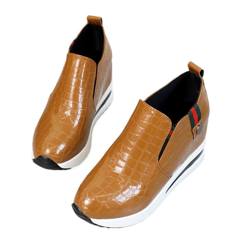 Scarpe con Tacco a Zeppa da Donna Sneakers Rialzanti Mocassini Slip-on Sneakers con Plateau da Donna Scarpe Casual in Ecopelle da Donna