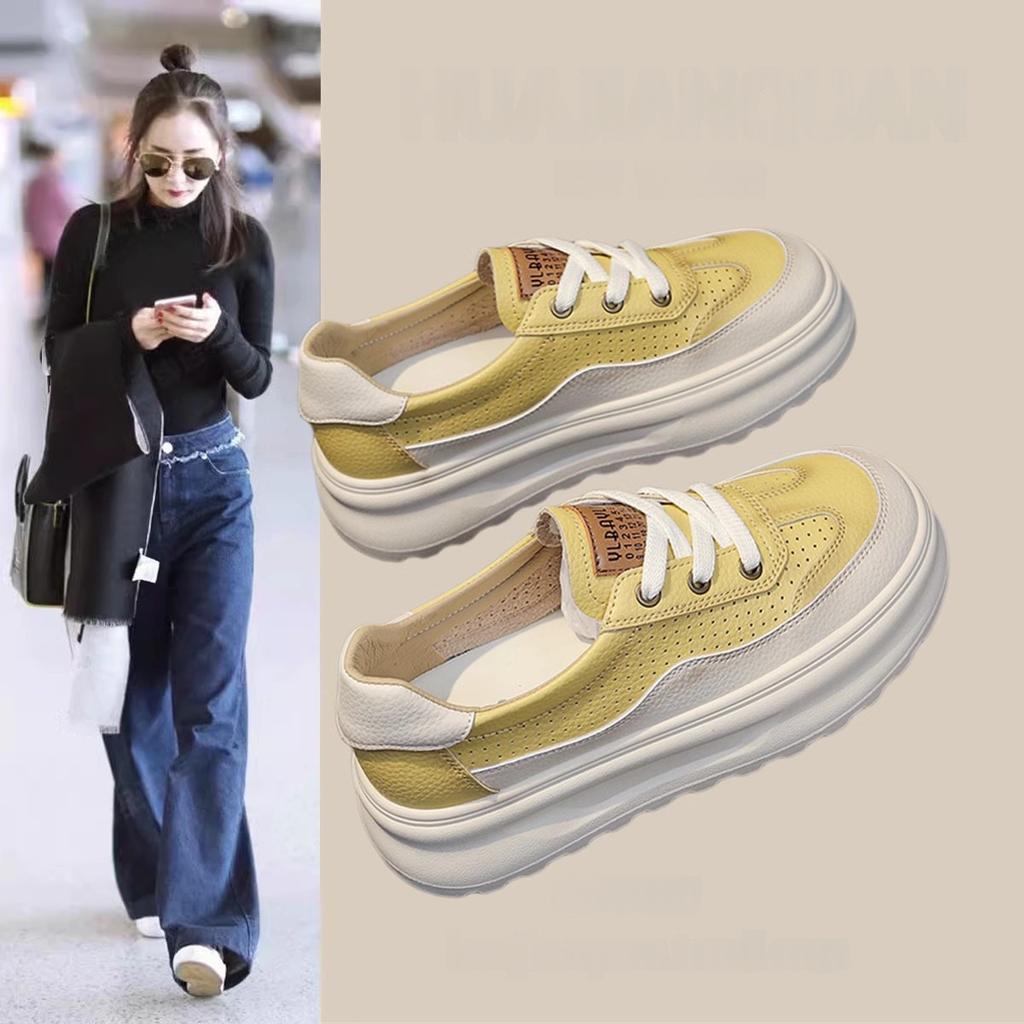 Thick-soled lace-up little white shoes for women's 2025 new fashion versatile and comfortable sports and leisure small non-slip board shoes