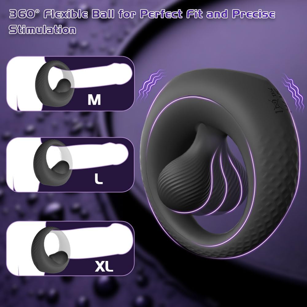 Vibrating Cock Ring with 360° Adjustable Beads Clitoral Stimulator,Penis Ring Vibrator Soft Material 8 Vibrations Penis Ring Adult Sex Toys