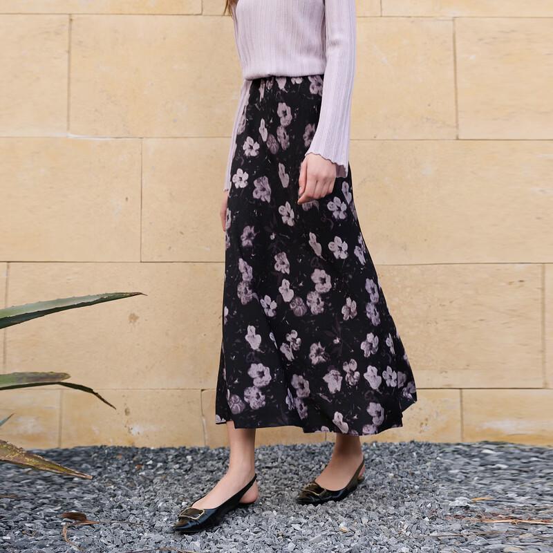 

Sancai 2026 Spring Retro High-Waist A-line Floral Skirt M