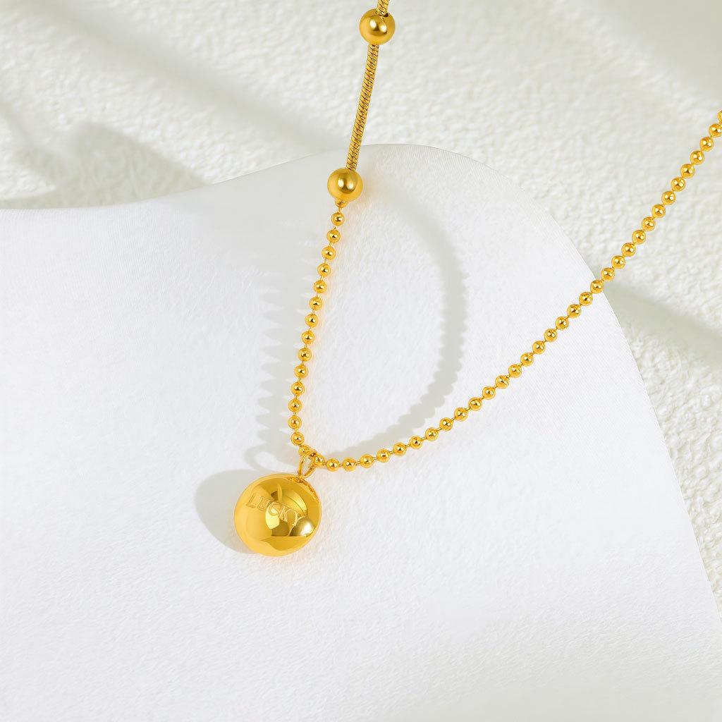 Korean Light Luxury Lucky Doudou Necklace Niche Gold And Silver Women'S Non-Fading Titanium Steel Collarbone Chain