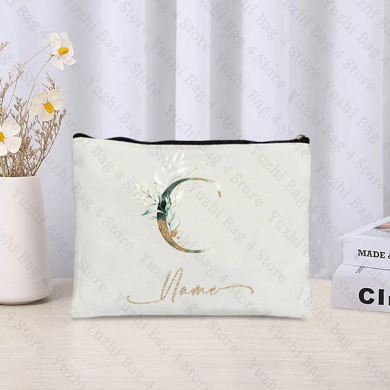 26 Letters Flowers Custom Printed Makeup Bag Bridesmaid Wedding Makeup Box Gift Organizer Travel Perfume Toilet Side Bag