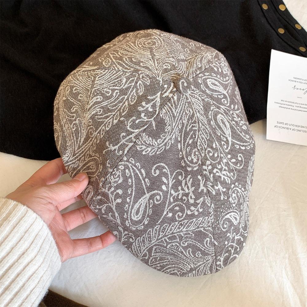 Ethnic Style Embroidery Flower Forward Hat Y2k Glitter Beret Casual Cadet Cap  Outdoor