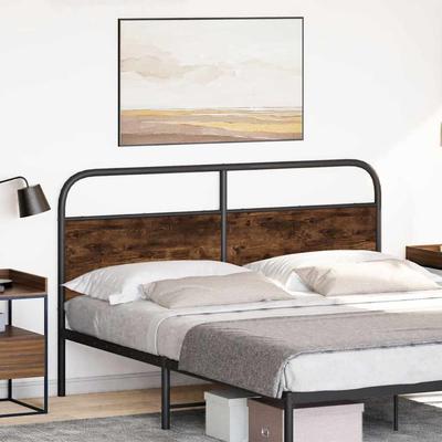 Replacement Headboard Smoked Oak 160 Cm Steel and Wood Based Material