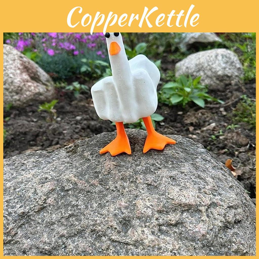 Urocza żywiczna figurka kaczki do domu, biura, na biurko. Słodki design z środkowym palcem.