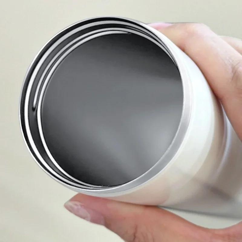 Portable 300ml Coffee Cup Straight Thermos Cup with Lid and Pattern Stainless Steel Thermal Insulation Leak-proof Milk Juice Cup
