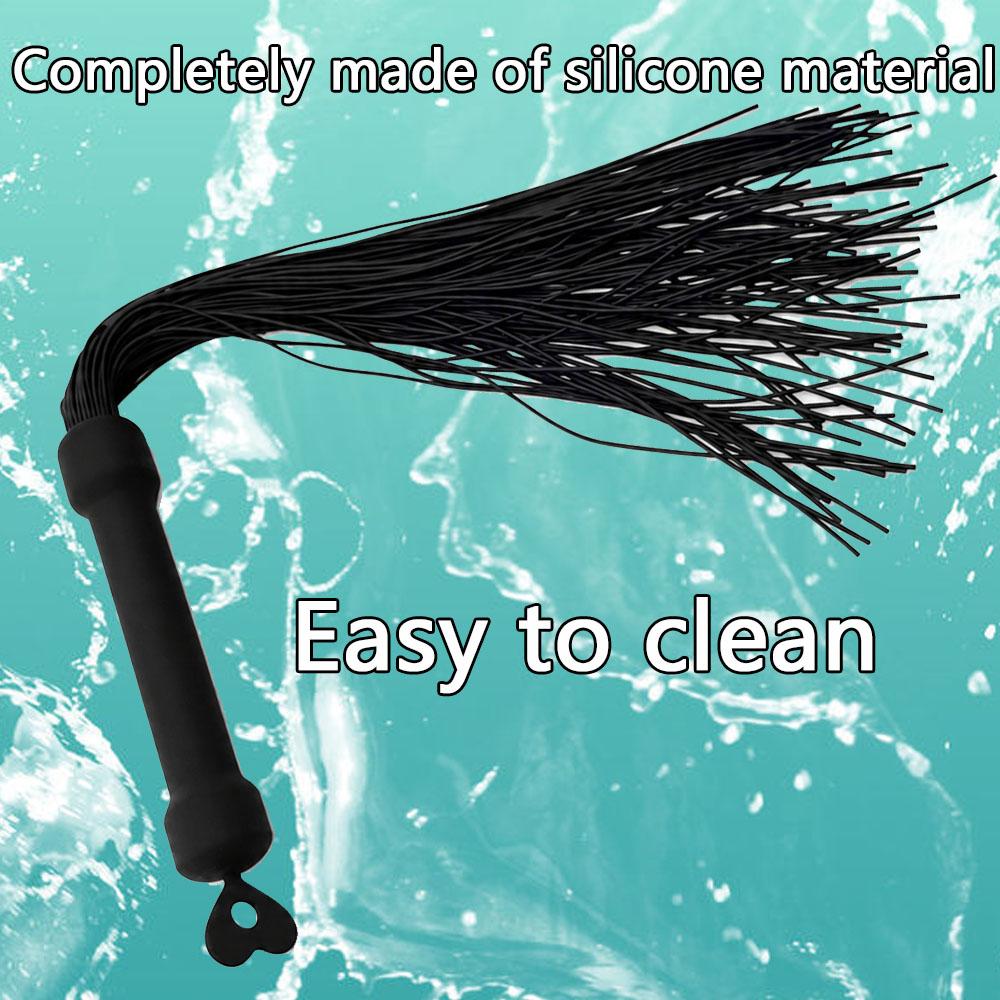 Soft Silicone Spanking Flogger - Full Body Silicone Whip with Heart Ring Handle for Adult Couples Play
