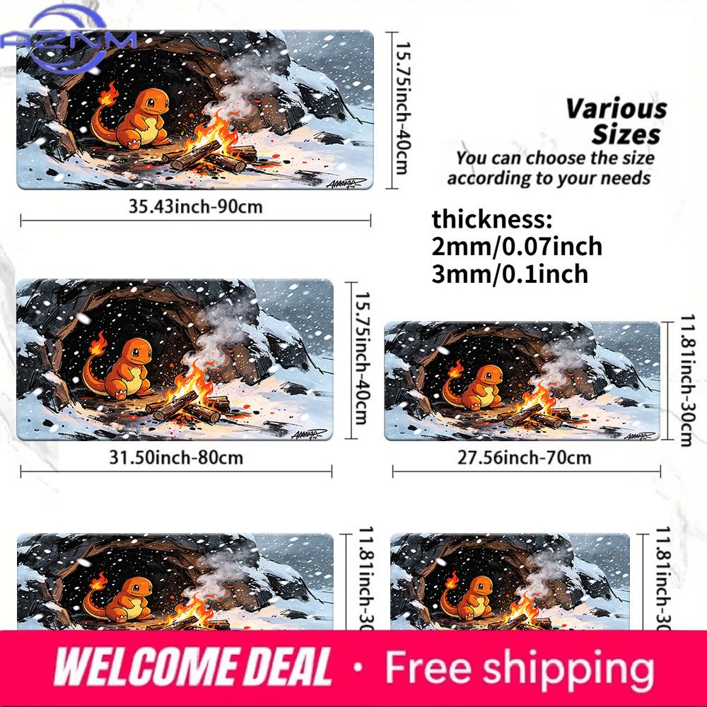 Charmander Winter Campfire TCG Playmat NonSlip Desk Mat 30x80x0.2cm
