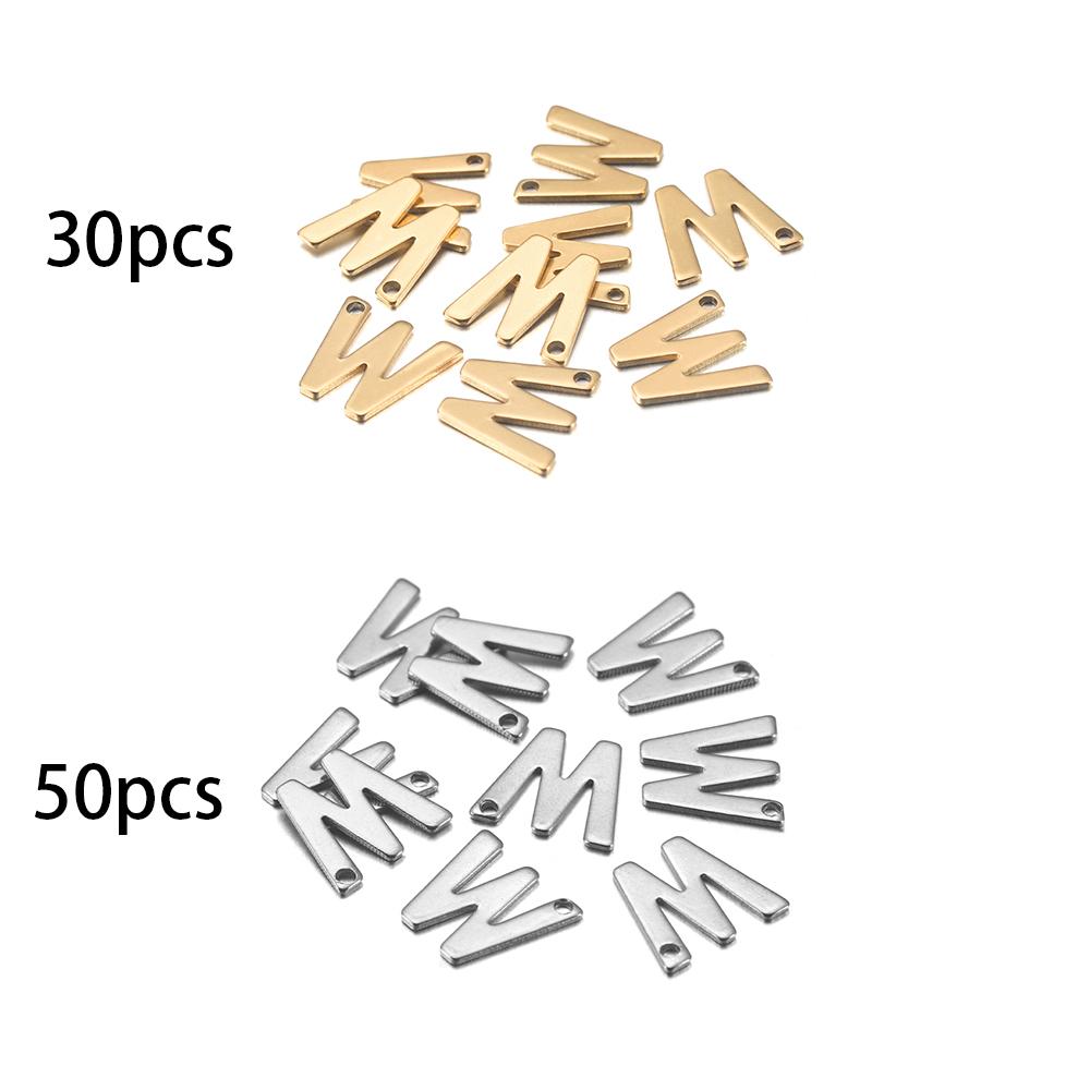 26/50 Stück Edelstahl Gold A-Z Buchstaben Anhänger Alphabet Charms Armband Ohrring für Damen Für DIY Schmuck Anhängerherstellung Zubehör