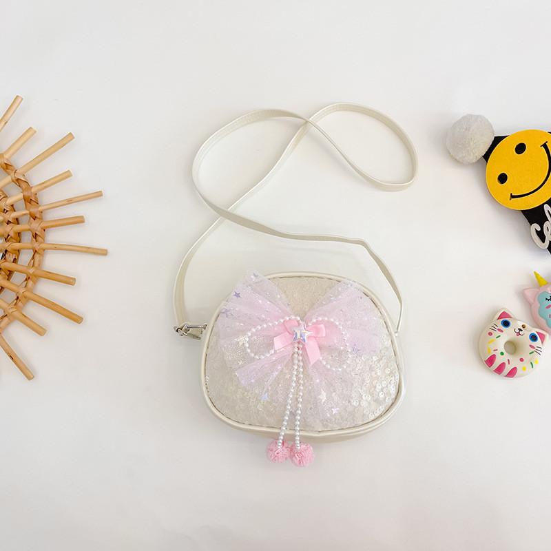 Adorable Ins Children's Bag Fashionable Cute Bow Sequin Little Round Bag For Kids