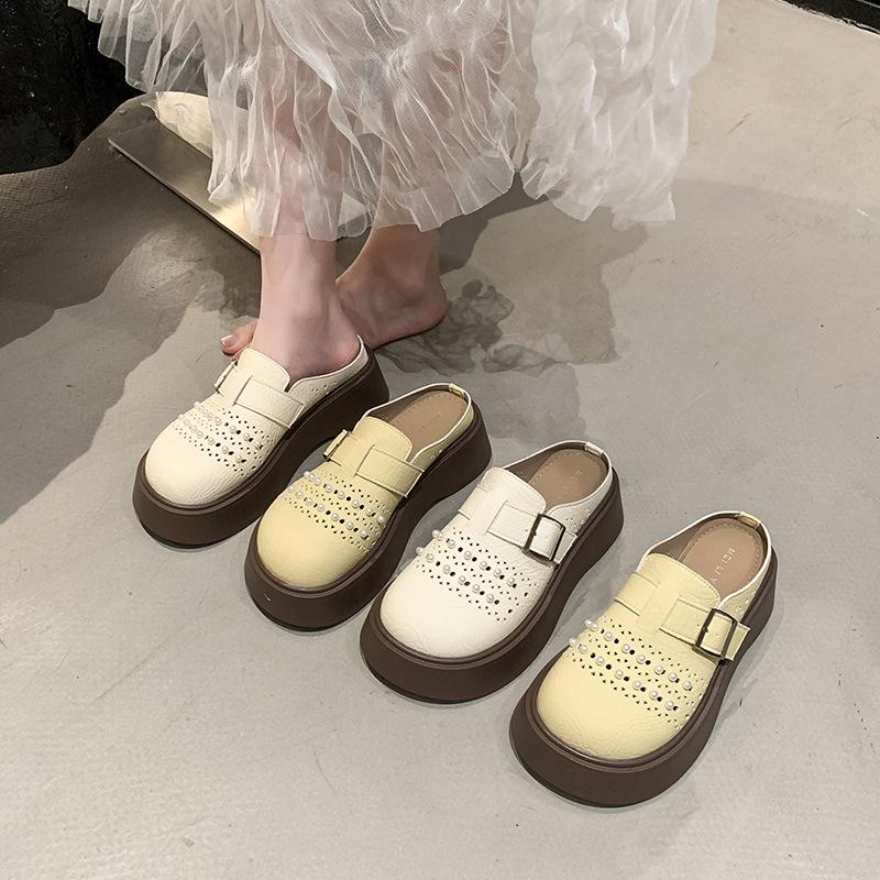 Soft Bottom Non-slip Women's Hollowed-out Versatile Casual 2025 Summer Bag Head Slippers Women's Outer Wear Heelless Lazy Cool Slippers