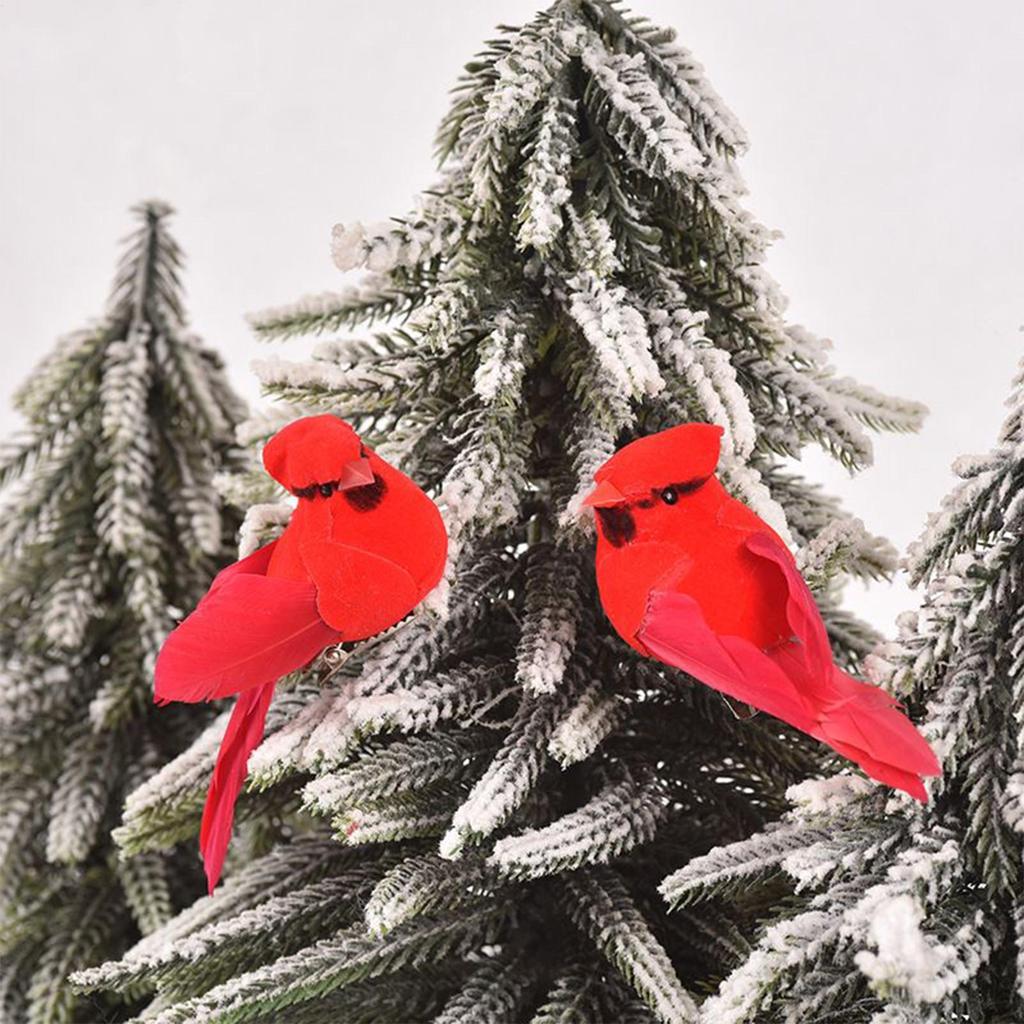 Christmas Bird Ornaments 12 Pieces Small Red Nature Craft With Metal Clip Red Christmas Ornaments Birds For Park Garden Backyard