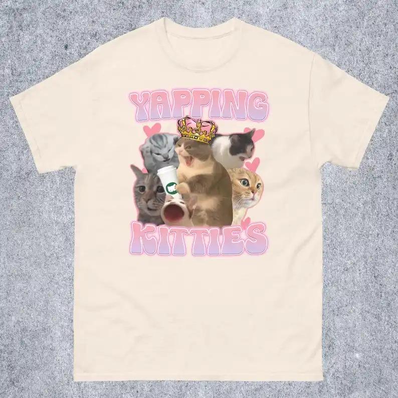 

happying Kitties Funny Cat Meme Tee Shirt Gift for Woman Cat T-shirt Cute Cats Tshirt Women Clothes Aesthetic Clothes 4XL