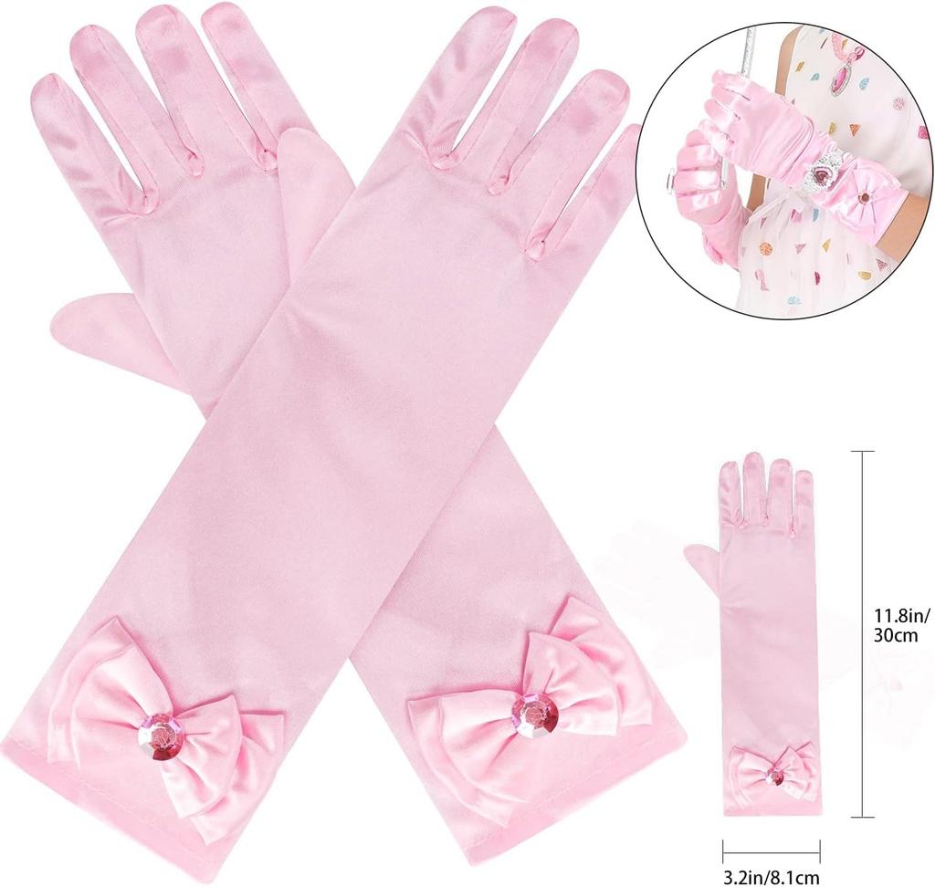 Princess Cosplay and Perfect for Princess Costume and Perfect Birthday Pink [koundeneko] 9-Piece Set Crown, Gloves, Wand, Ring, Necklace, Bracelet,