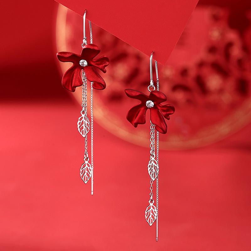 Chinese Red Series Festive Earrings: Retro National Style for New Year & Christmas Gifts