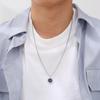Blue Round Pendant Necklaces for Men Boys,Waterproof Natural Stone Pendant Necklaces,Casual Birthday Boyfriend Gifts