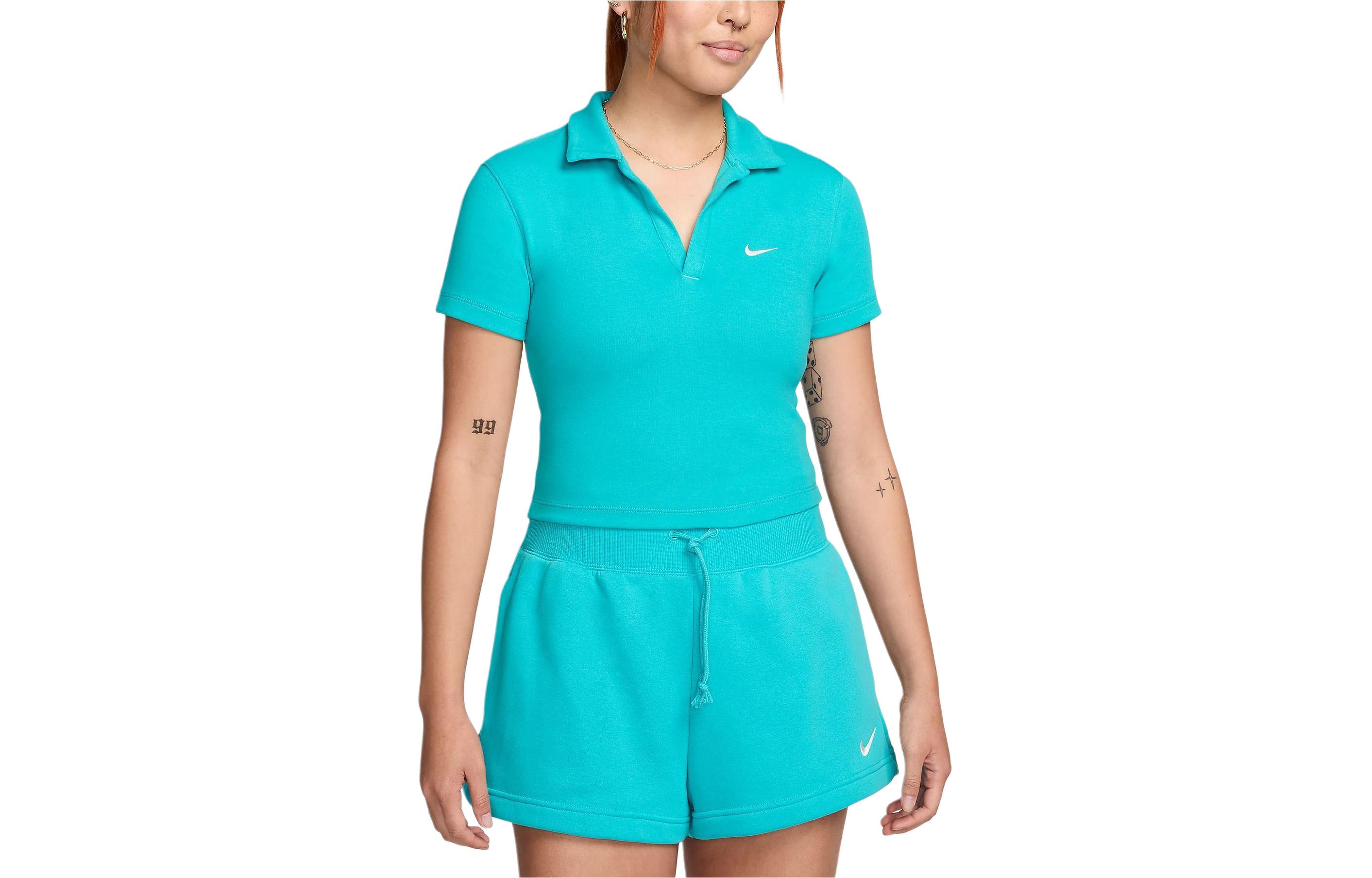 Nike Sportswear Essentials Polo Shirt Women s Blue Green DV7885-345 L