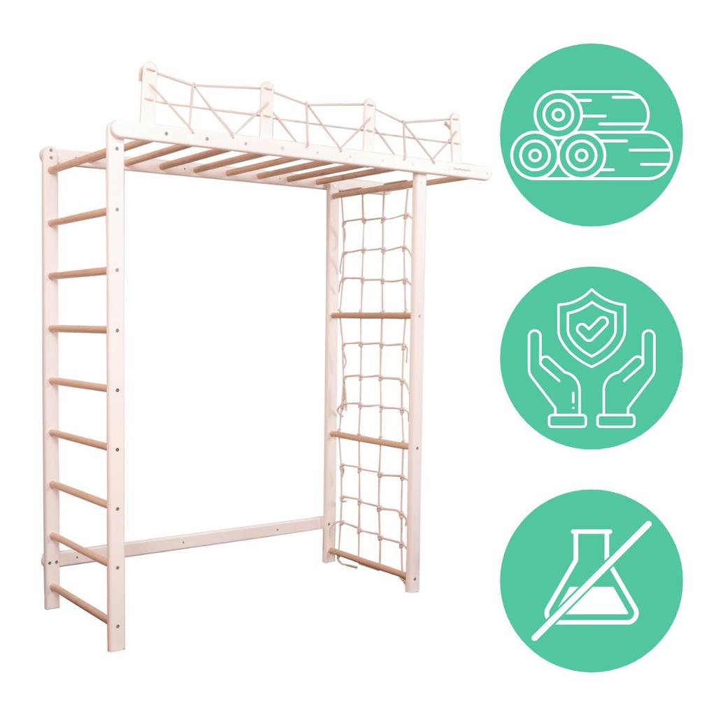 Household Playground Bridge - White-Wood