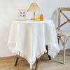 Cream Style Cozy Tassel Cotton Linen Tablecloth Photography Backdrop Prop Round Table Decoration Cloth Versatile Coffee Table Cover Dining Table Mat