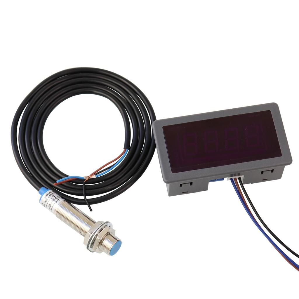 AC 220V 4 Digital LED RED Tachometer RPM Speed Meter+Hall Proximity Switch Sensor NPN