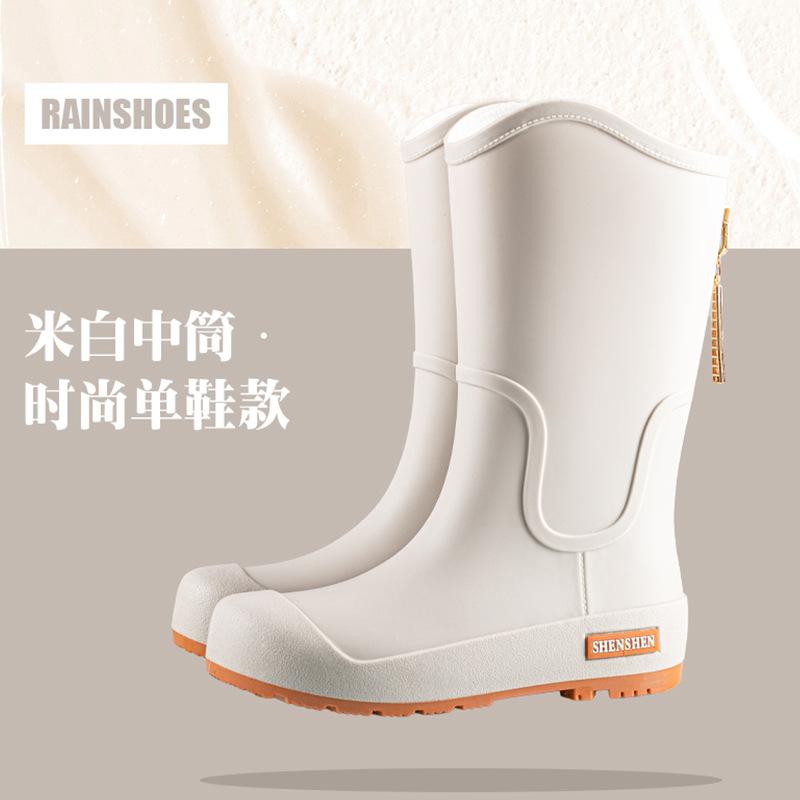

Fashion rain shoes women s medium tube waterproof rain boots women s water shoes outer wear rubber shoes overshoes student water boots 36 серый