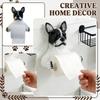 Creative Desktop French Bulldog Toilet Paper Holder Decorative Sculpture Resin Material Dog Design Functional Tissue Roll Stand for Home Bathroom