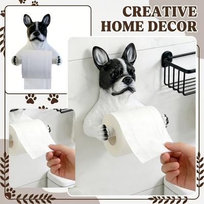 Creative Desktop Bulldog Paper Towel Holder Decorative Sculpture Home Office Table Ornament Functional Paper Roll Stand
