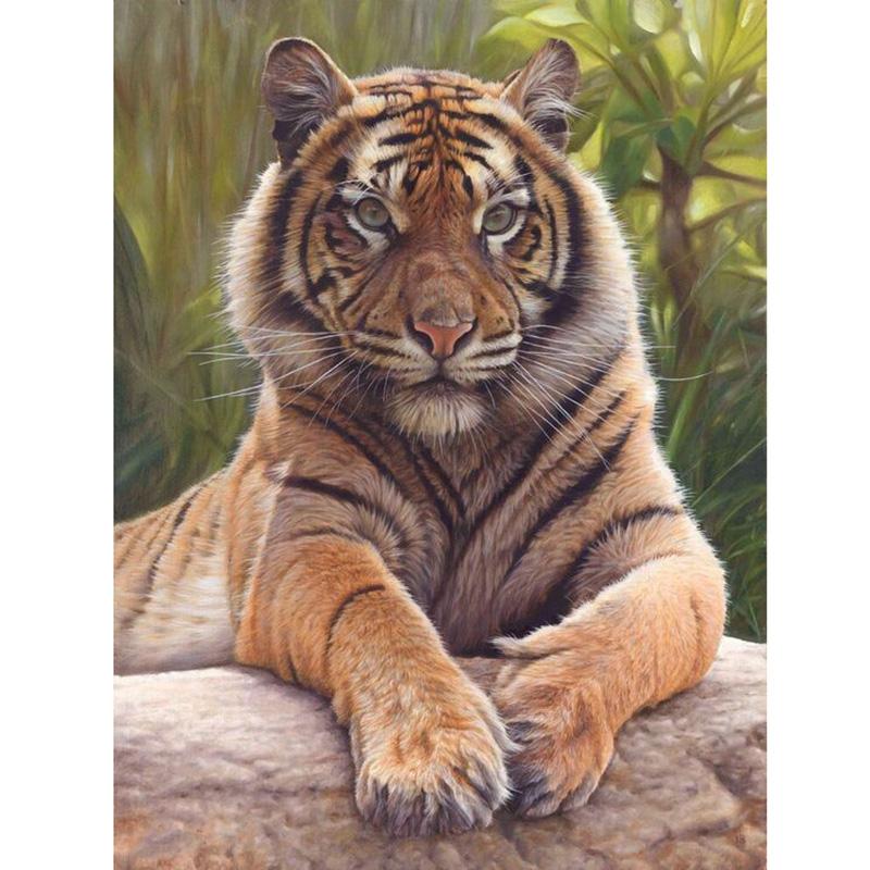 Animal DIY 5D Diamond Painting Cross Stitch Tiger Diamond Embroidery Full Round Resin Mosaic Rhinestones Handmade Holiday Gift
