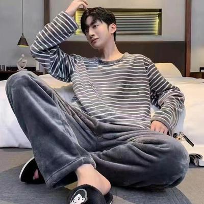 Men's Winter Coral Fleece Thick Plush Homewear Suit - Autumn & Winter Style
