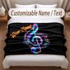 Music General Theme Soft Blanket Personalized Custom Name Text Print Warm Blanket Home Sofa Bedroom Decor