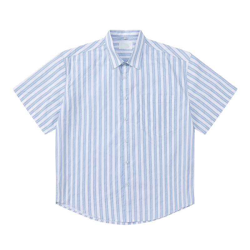 

AMI CLAMS Unisex Plaid Striped Cotton Shirt with Small Heart Embroidery, Turn-Down Collar, Long Sleeve. M