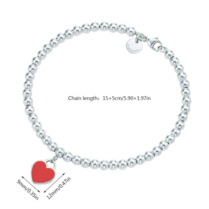 Fashion Stretchable Couples Bracelet Love Heart Charm Beaded Delicate Bracelet Women Jewelry Heart Link Chain Bracelet