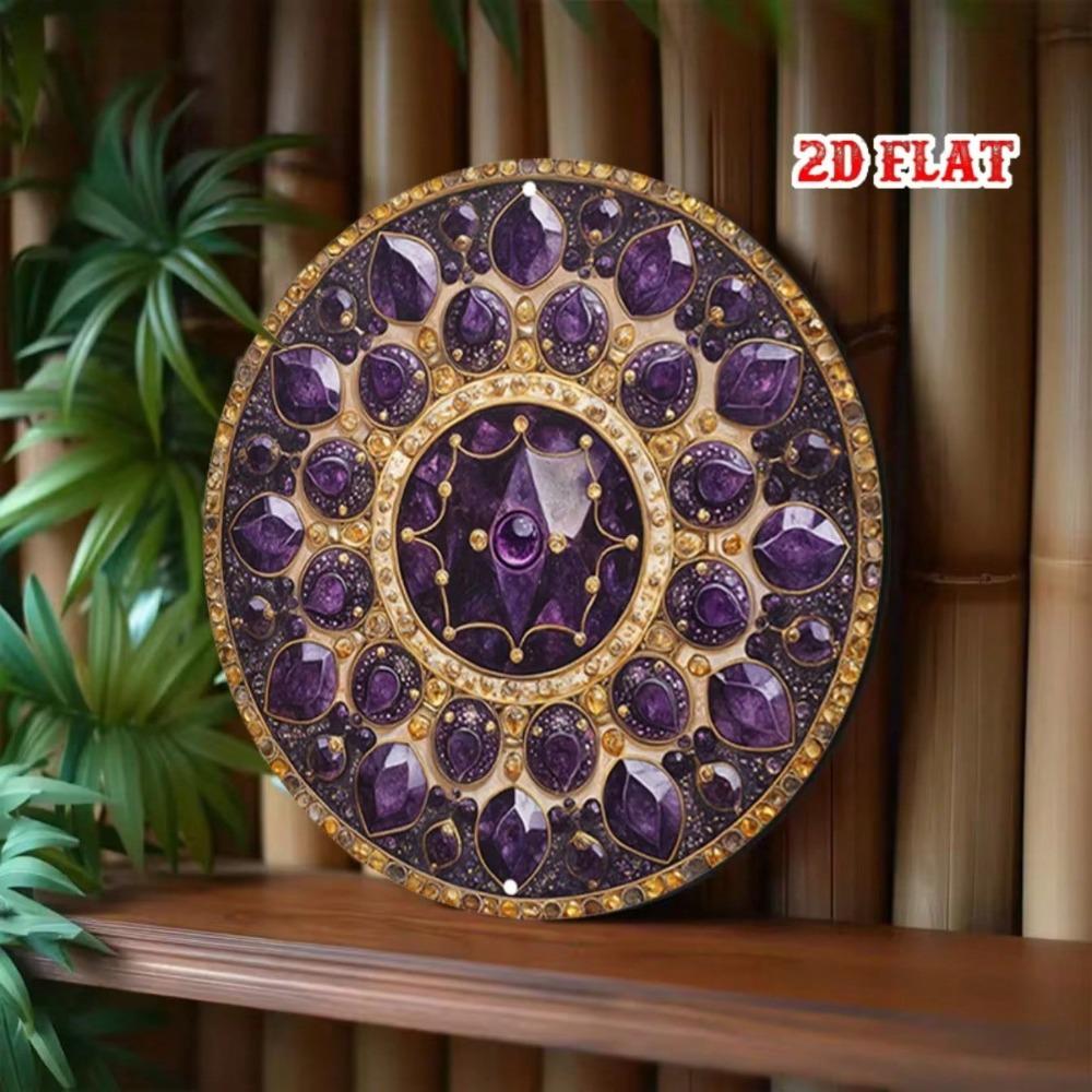 Vintage Purple Gem Round Metal Sign 7.8 Inch Retro Bar Cafe Garage Wall Decor Exhibition Art