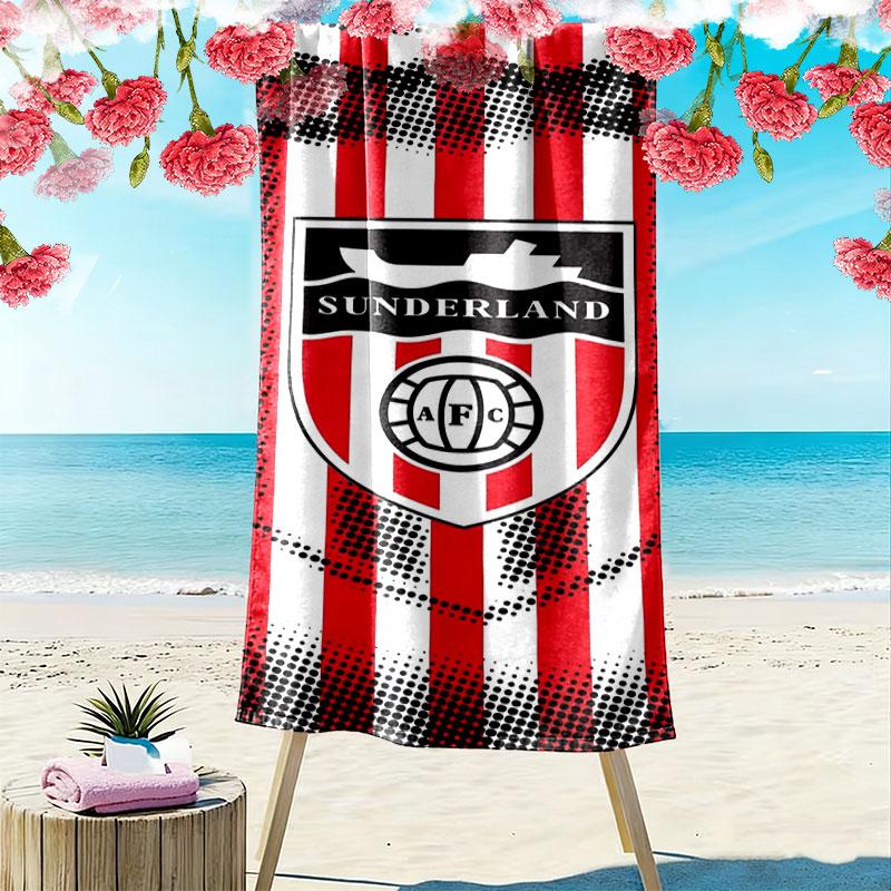 Ręcznik plażowy z nadrukiem logo Sunderland Association Football Club, Duży miękki szybkoschnący ręcznik na plażę, kemping, basen