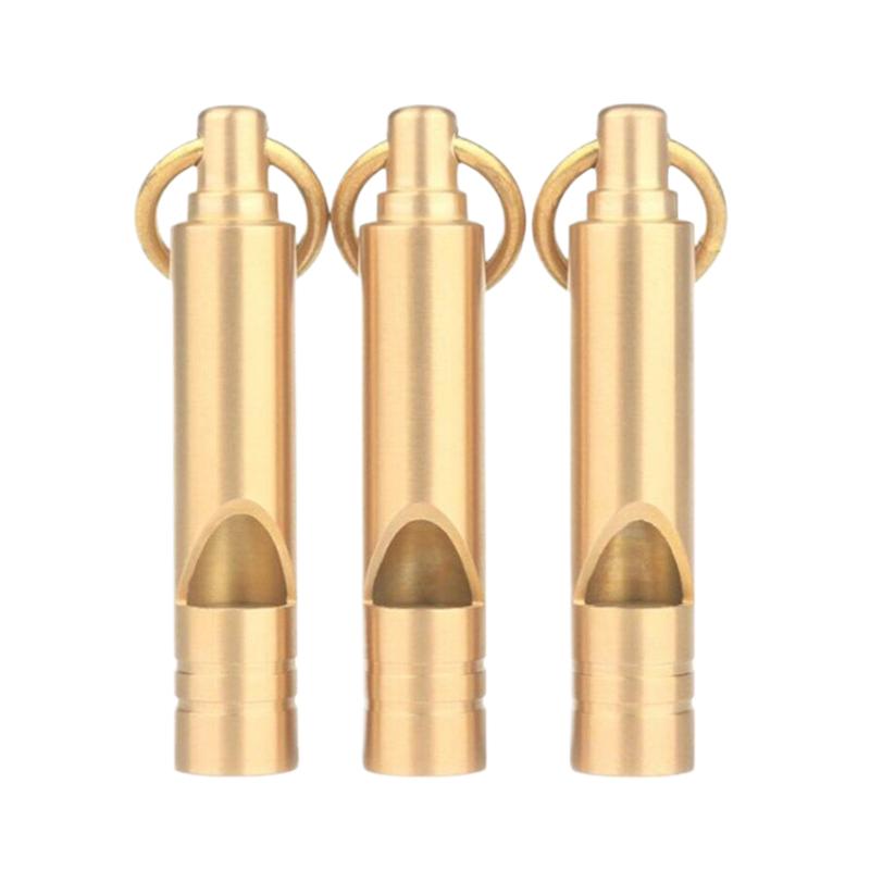 1Pc Brass Survival Whistle Multifunctional Portable Emergency Whistle Keychain Outdoor Camping Hiking Tool Whistle