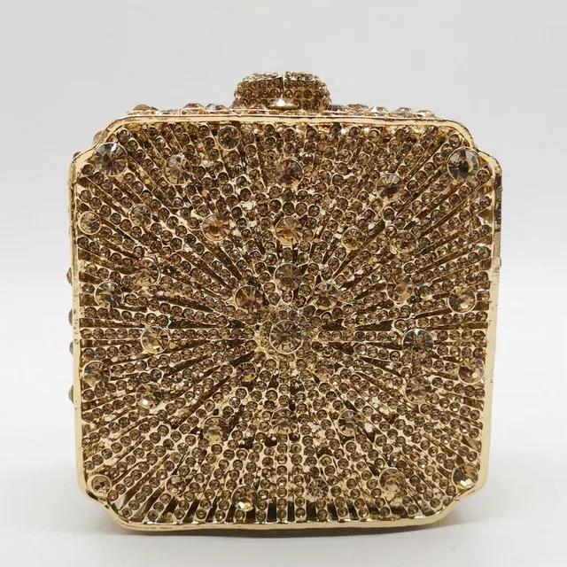 Boutique De FGG (in stock) Crystal Women Evening Clutch Bag Wedding Bridal Minaudiere Box Rhinestone Handbags and Purses