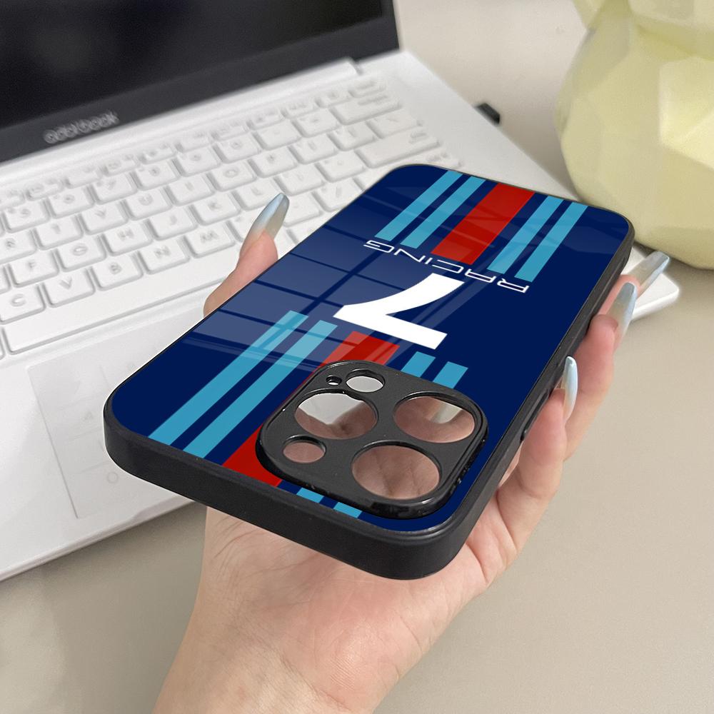 Custodia per Telefono a Strisce Orizzontali Martini Racing Vetro Per Samsung Galaxy S26 S25 S23 S24 S21 S22 S20 Ultra Fe Plus A16 Cover