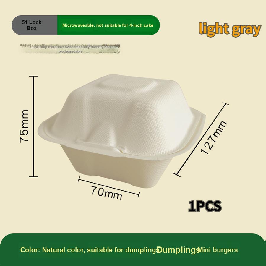 100 шт. Одноразовые ланч-боксы из мякоти сахарного тростника 6 дюймов Коробка для гамбургеров Коробка для торта для еды на вынос Ланч-бокс 70*127*75mm светло-серый