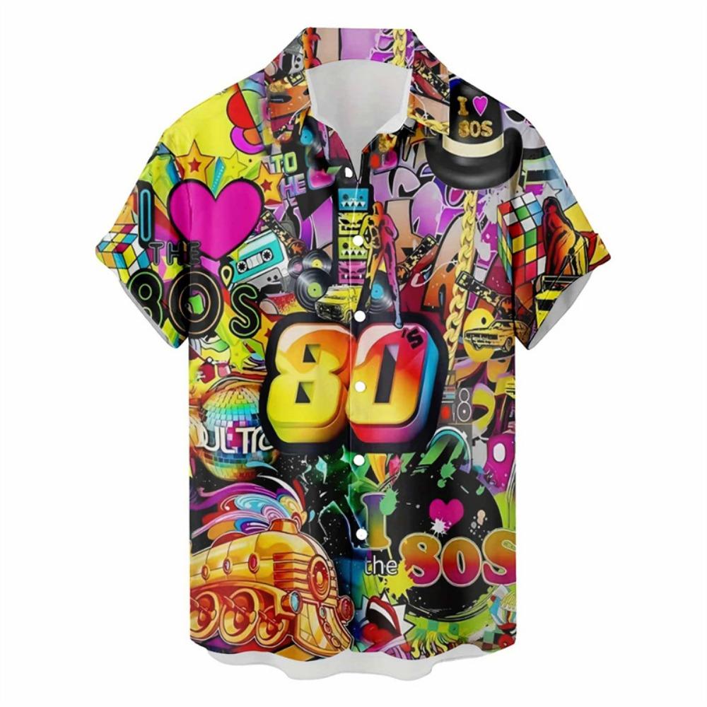 

Retro 80s 90s Hawaiian Shirts Men Clothing 3D Printed Short Sleeves Tops Cool Outdoor Lapel Blouse Y2k Summer Button Shirt XXXL