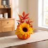 Indoor Seasonal Decorations Artificial Pumpkin Table Centerpiece with Sunflowers Maple Leaves And Pine Rustic Thanksgiving Decor Cones, Halloween Foam