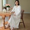 Long-sleeved nightgown cotton women's spring sweet loose large size long court style pajamas soft can be worn outside loungewear autumn and winter