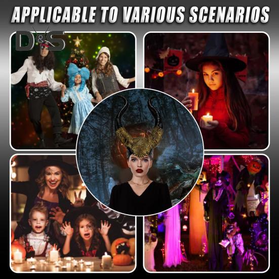 Halloweenský kostým ďábelské rohy Černý latex s dlouhými rohy Ženy Dospělí Horn čelenka pro cosplay Halloweenský kostým