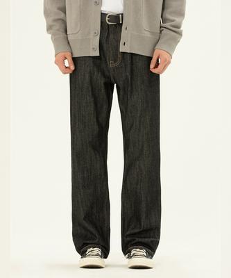 LEE Men Straight Fit Raw Denim Pants Black