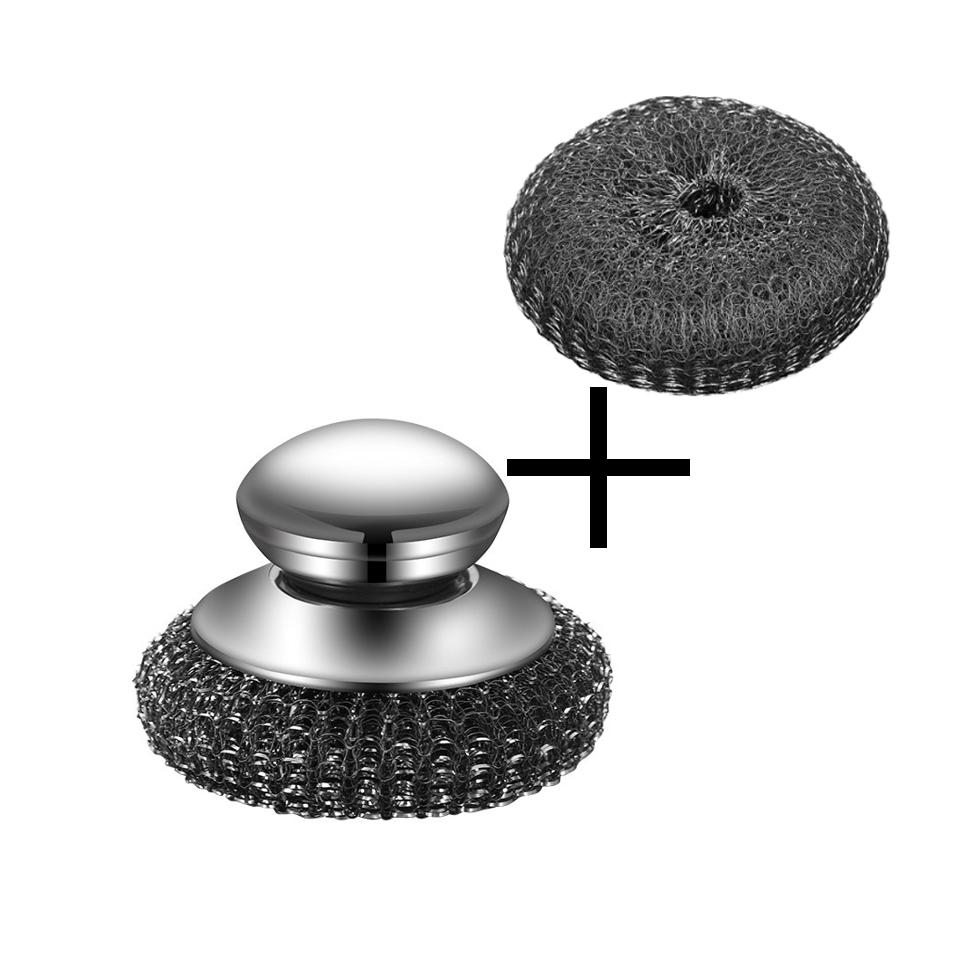 Steel Wool Scrubber with Handle Stainless Steel Cleaning Brushes Cleaning Dishes Stock Pots Pans Griddles Grills Cleaning Suppli