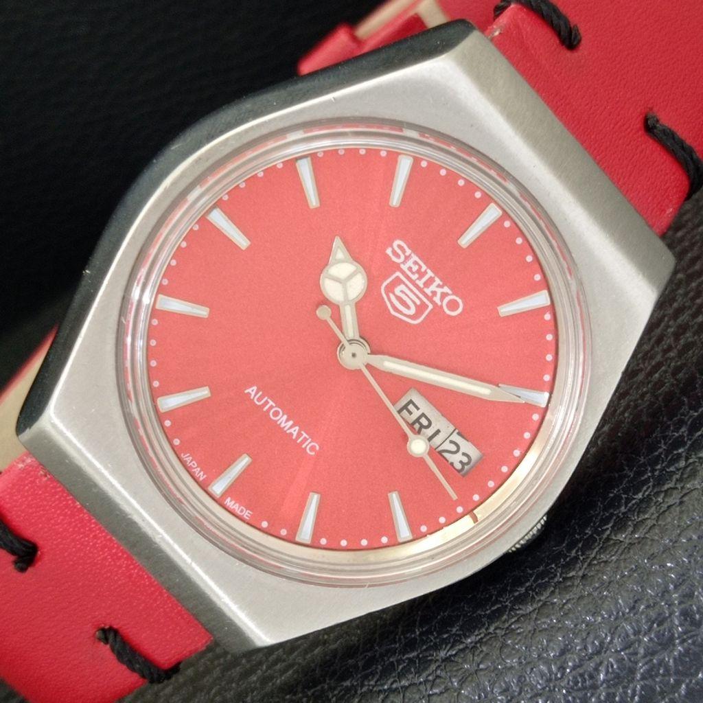 SEIKO 5 AUTOMATIC 6309A VINTAGE JAPAN MENS RED COLOR DIAL WATCH a701462-5 R206b-a701462