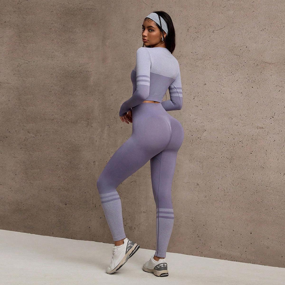 

Spring & Autumn Trendy Long Sleeve Yoga & Fitness Set L лаванда фіолетовий колір