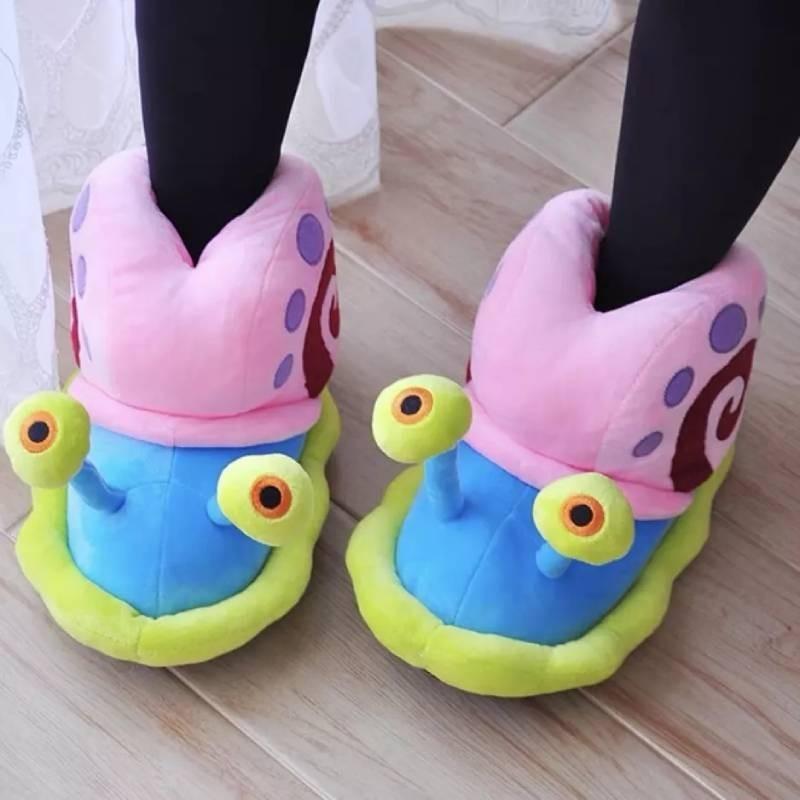 Cozy Indoor Warm Spongebob Snail Slippers For Adults And Kids Winter Edition