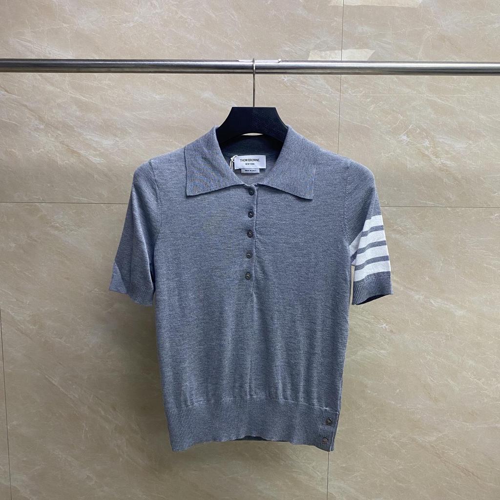 Summer Classic Four-Bar Lapel Short-Sleeve Ladies' Slimming Casual Polo
