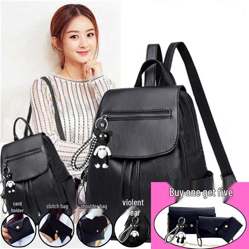 Versatile Women's PU Leather Backpack - Customizable Labels & School Bag