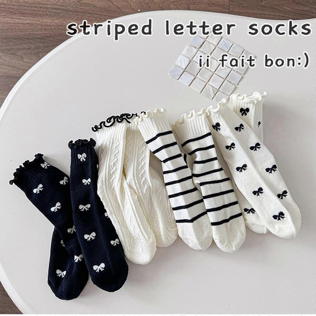 4 Pairs Soft & Warm Trimmed Socks for Girls Daily Wear Socks Girls Knees High Socks Ribbed Cuffs Leg Warmers Comfortable 
